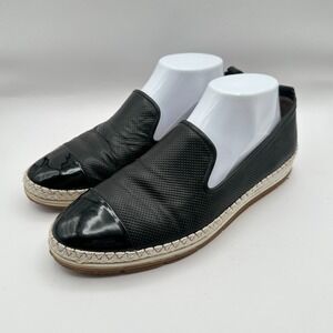 Paul Green Posh Loafer Shoes Womens US 8.5 Black Espadrille Cap Toe Flat Slip On